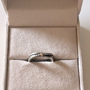 Pandora ring in sterling silver and detail in gold size 7